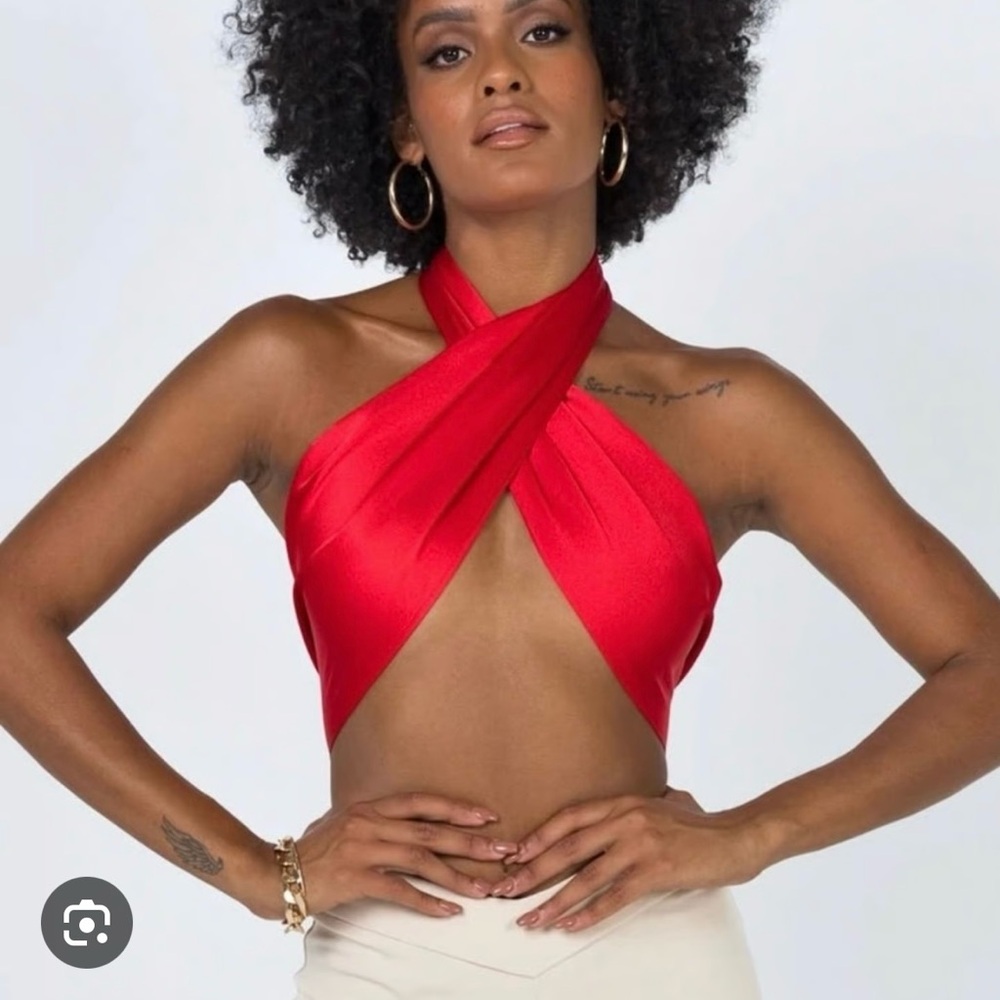 Princess Polly Vibrant Red Cross-Front Crop Top